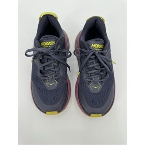 Hoka One One Navy Sneakers with Pink Midsole & Yellow Details